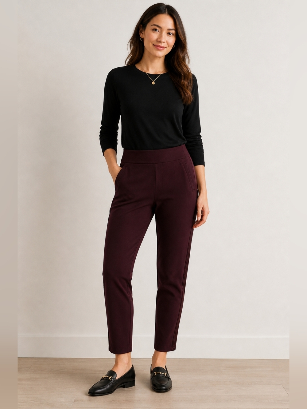 Athleta Slim Pants Burgundy Size 0 Stretch Workwear Travel Athletic Hybrid